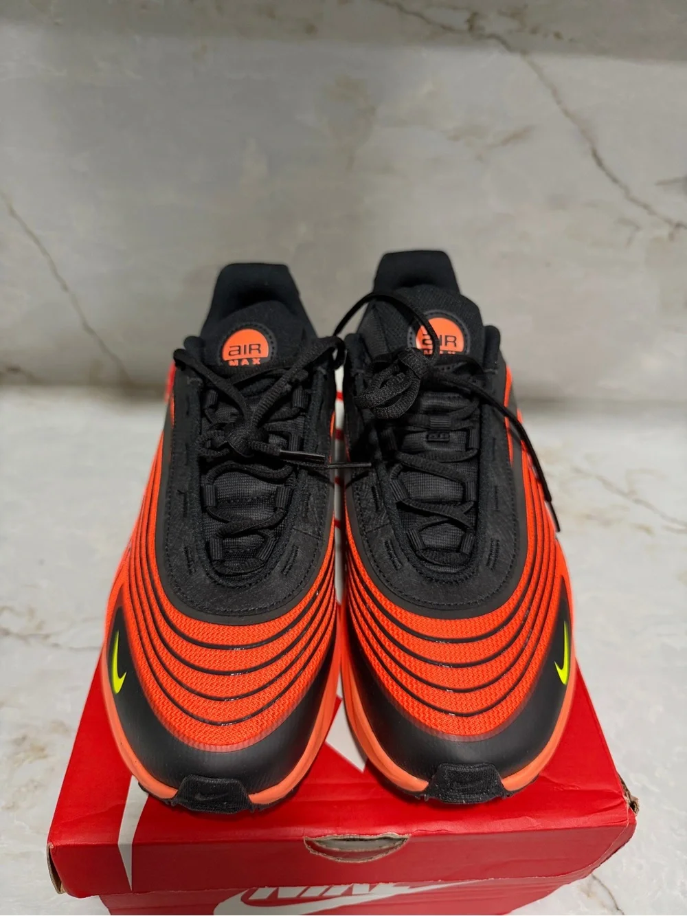 Nike Black and Neon Orange Swoosh Running Sneakers
